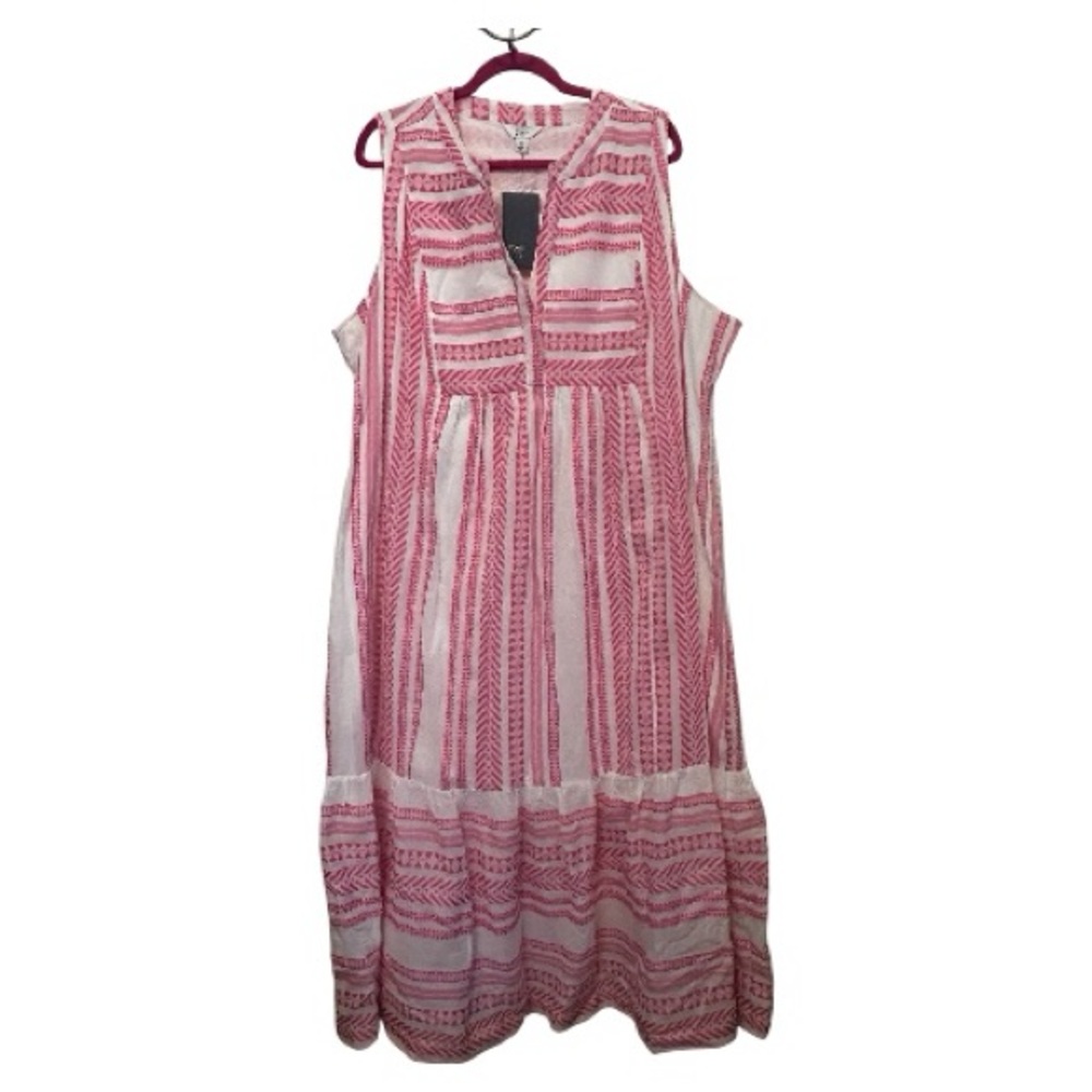 NWT 2X Crown & Ivy Pink and White Maxi Dress